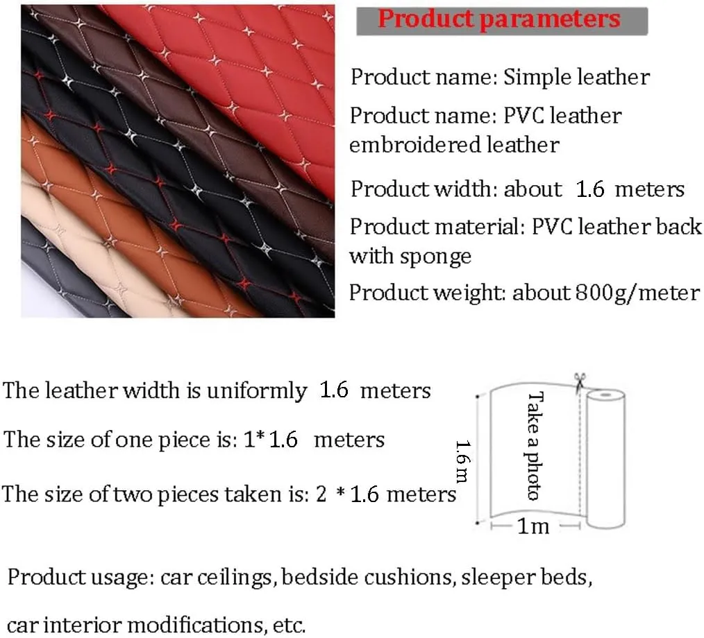Quilted Faux Leather Vinyl PVC Fabric Waterproof Diamond Stitch Padded Cushion Linen Wadding Backing Upholstery 1.6x1m(Orange 2,1.6X5m)
