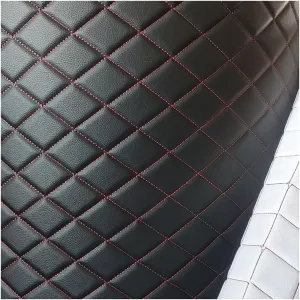 Quilted Faux Leather Vinyl PVC Leather Fabric Waterproof Faux Leather Fabric Quilted Leather Diamond Stitch Padded Cushion Linen Wadding Backing Upholstery(Black,1.6X3m)