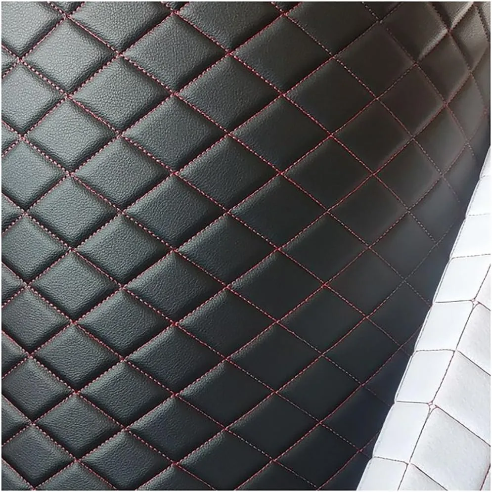 Quilted Faux Leather Vinyl PVC Leather Fabric Waterproof Faux Leather Fabric Quilted Leather Diamond Stitch Padded Cushion Linen Wadding Backing Upholstery(Black,1.6X3m)
