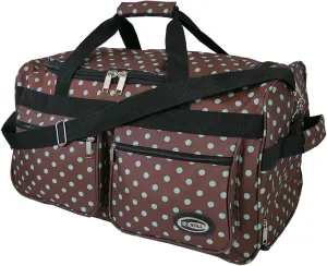 "E-Z Roll" 22-Inch Carry-on Polka Dots Rolling Duffle/Wheel Bag/Duffle on wheel in 3 Color(Brown/Aqua Dots)