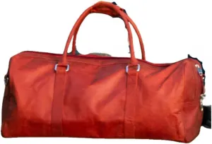 "Premium Leather Duffel Weekender Bag for Men & Women – Spacious, Durable & Stylish Travel Bag with Adjustable Shoulder Strap for Weekend Getaways & Short Trips (red long zi)