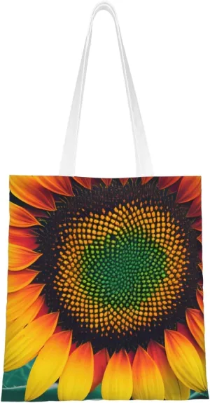 Rainbow Sunflowers Print Canvas Tote Bag Reusable Shoulder Shopping Bags For Daily Use Shopping Travel