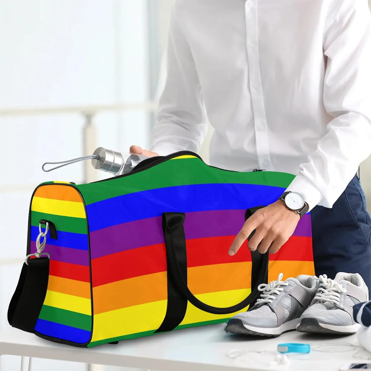 Rainbow Travel Duffle Bag, Weekender Bags for Women Men, Carry on Overnight Bag Waterproof Gym Bags, Hospital Bag for Labor and Delivery