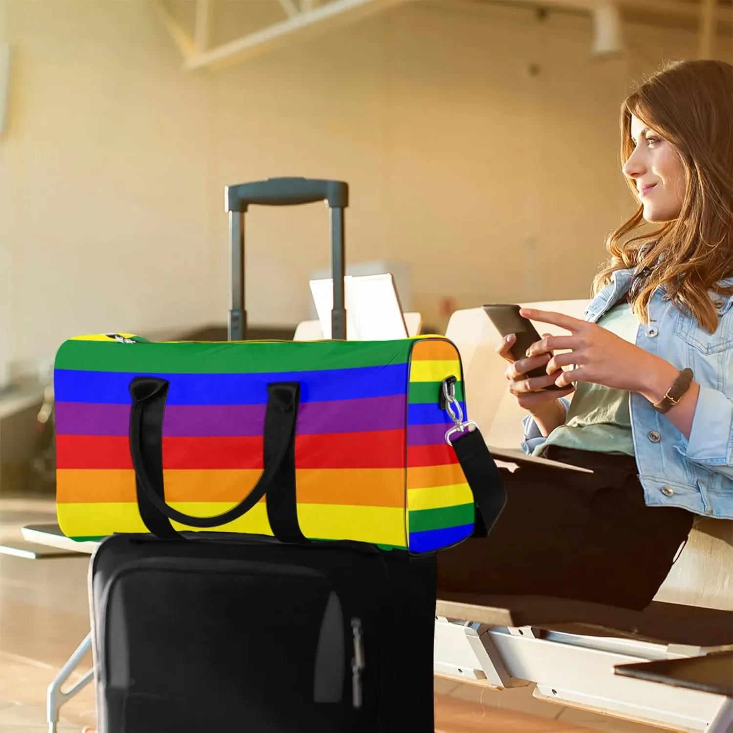 Rainbow Travel Duffle Bag, Weekender Bags for Women Men, Carry on Overnight Bag Waterproof Gym Bags, Hospital Bag for Labor and Delivery