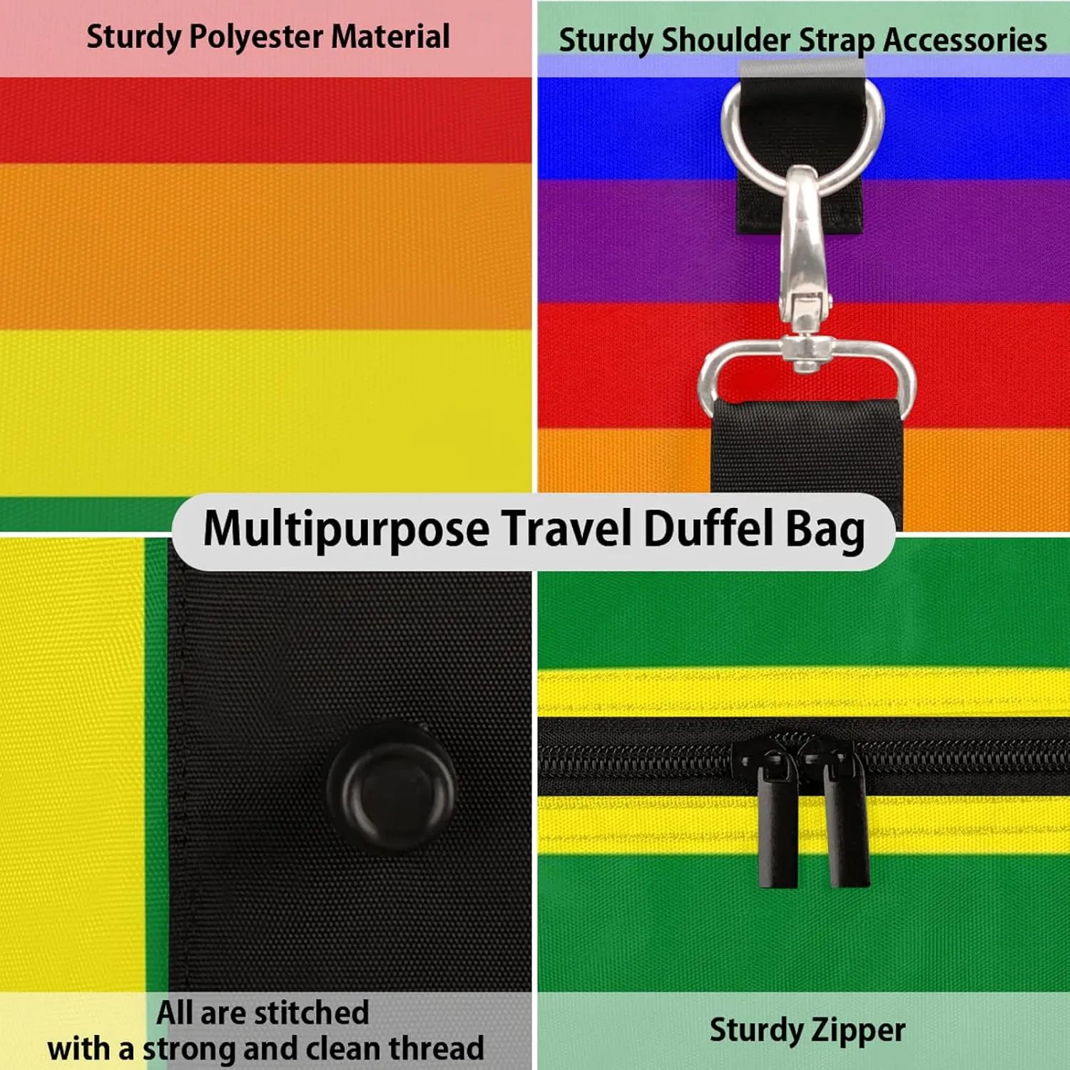 Rainbow Travel Duffle Bag, Weekender Bags for Women Men, Carry on Overnight Bag Waterproof Gym Bags, Hospital Bag for Labor and Delivery