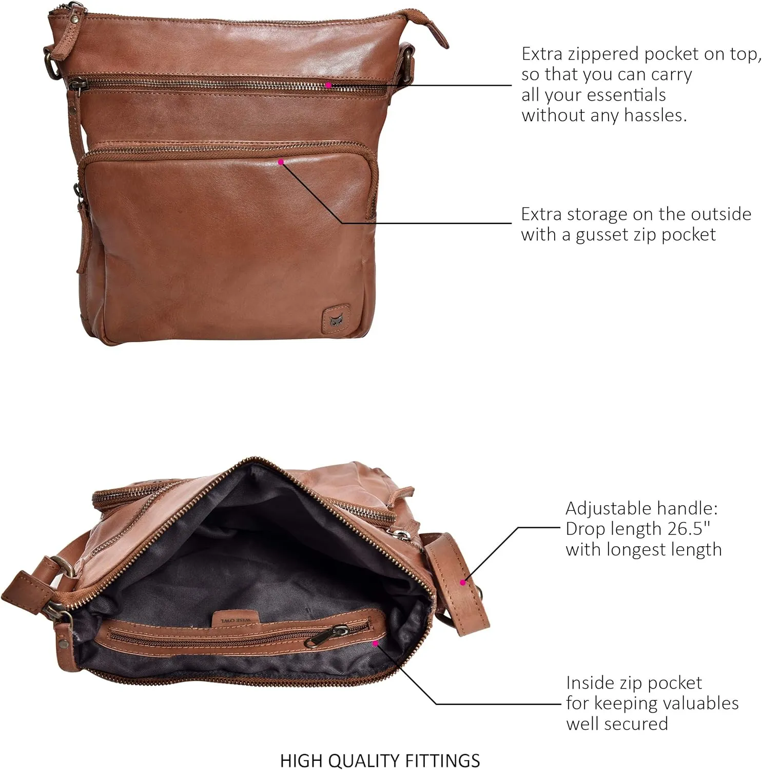 Real Leather Crossbody Bags Purses for Women Shoulder Handbags Crossover Handmade Stylish Trendy Pocketbook