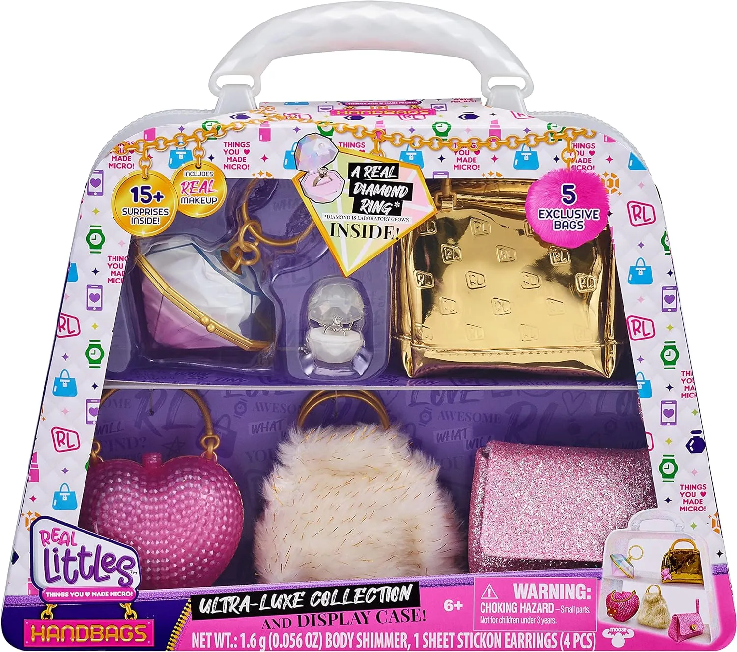 REAL LITTLES | Collectible Micro Handbag Collection | 5 Exclusive Bags | Plus 17 Beauty Surprises Inside!, Multicolor (25266)