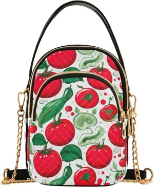 Red and Green Tomato Womens Shoulder Purse, Crossbody Bag with Strap, Fall Crossbody Purse