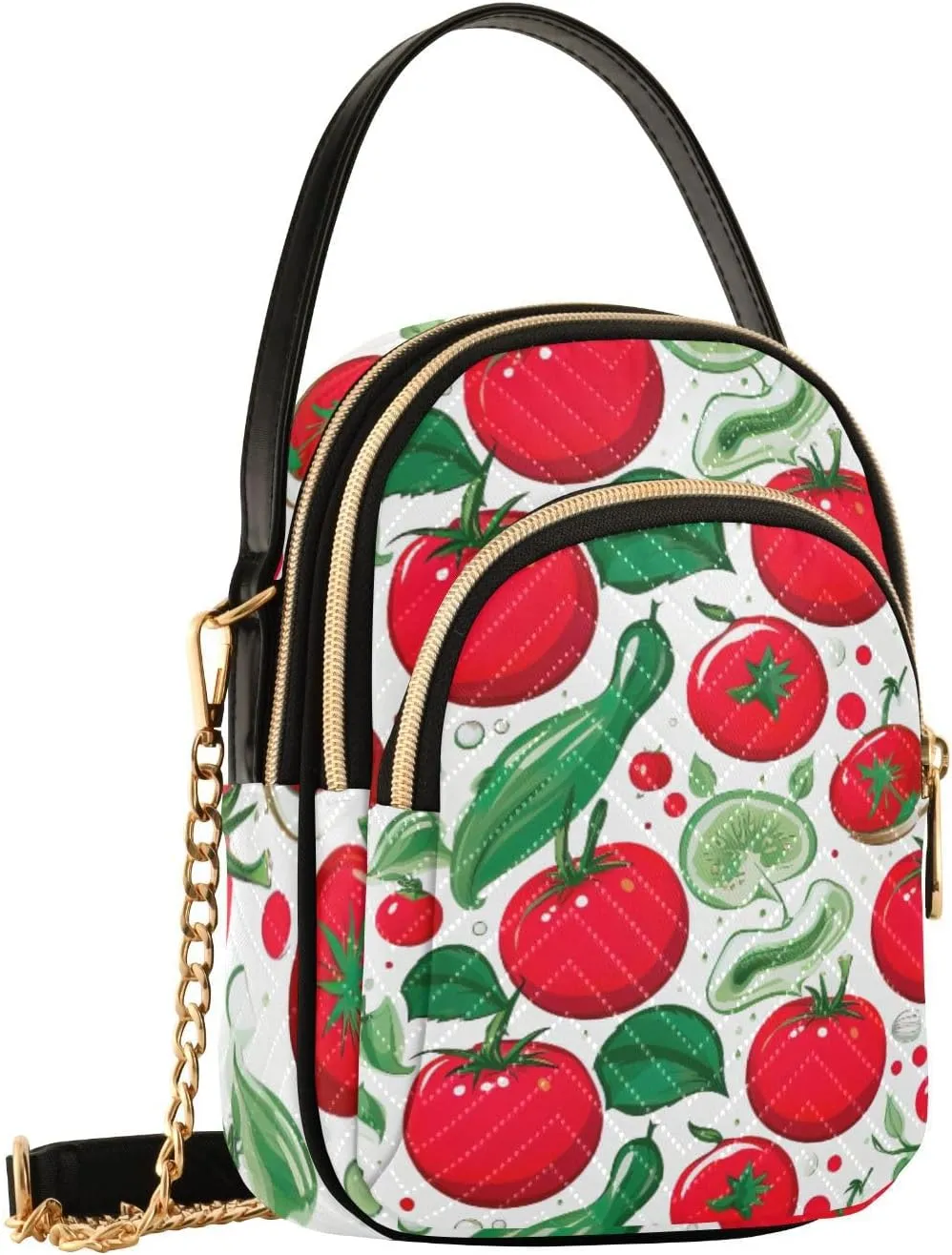 Red and Green Tomato Womens Shoulder Purse, Crossbody Bag with Strap, Fall Crossbody Purse