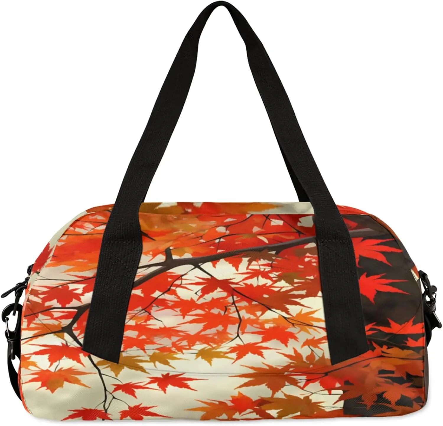 Red Maple Leaf Kids Duffel Bag Lightweight Waterproof Sports Gym Bag with Front Zipper Pocket Foldable Weekender Overnight Bag for School Practice Gymnastic Ballet