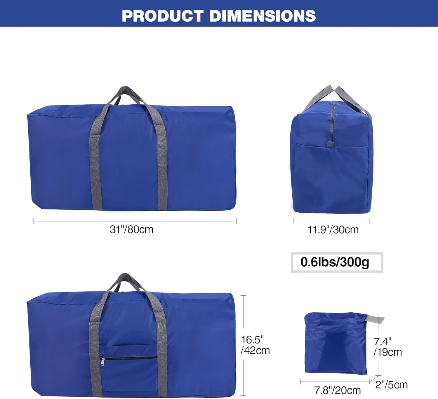 REDCAMP 100L Extra Large Duffle Bag, Water Resistant Lightweight Foldable Duffel Bag for Outdoor Camping, Blue