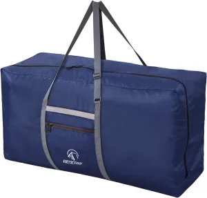 REDCAMP 100L Foldable Extra Large Duffle Bag 31 Inch, Lightweight Travel Duffel Bag with Adjustable Strap for Men Women, Black/Dark Blue/Red