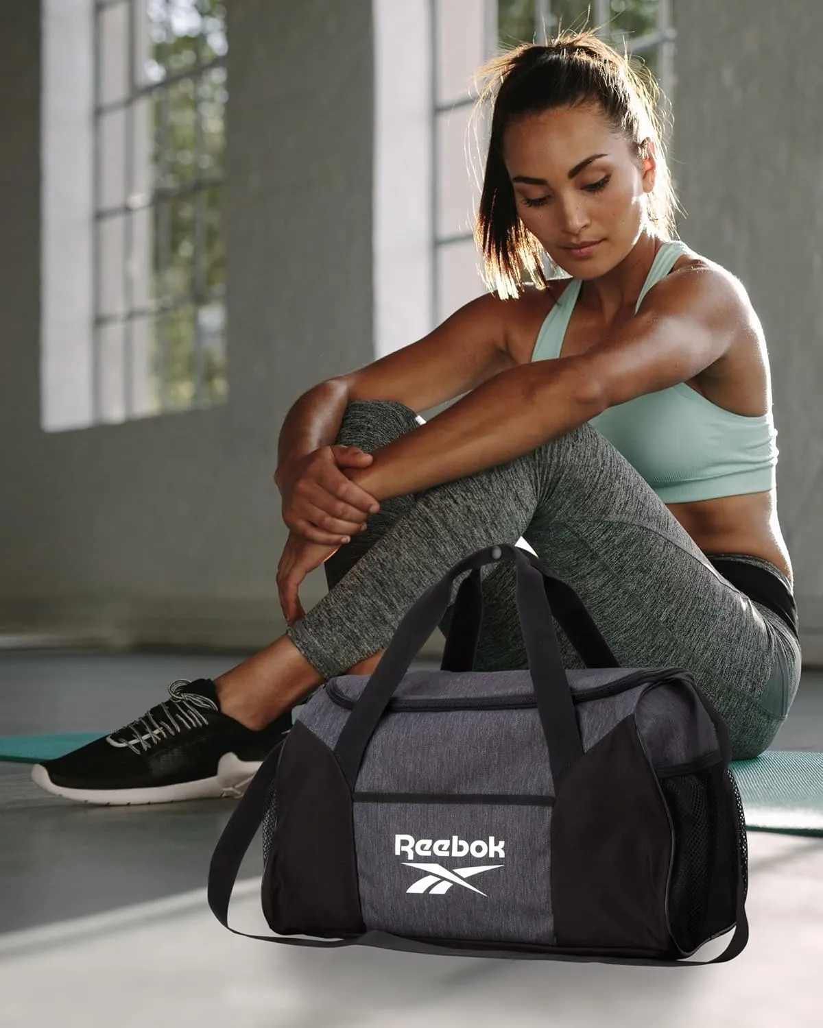 Reebok Duffle Bag – Gym Bag for Women & Men, Carry On and Overnight Duffle for Travel & Fitness, Size Small, Aleph Grey