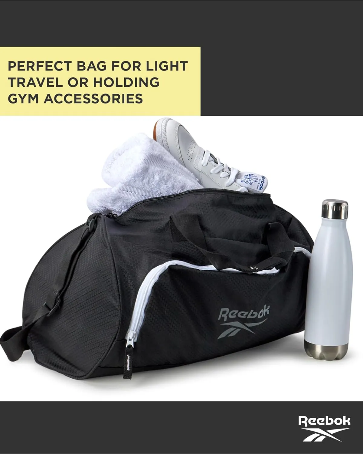 Reebok Duffle Bag - Unisex Lightweight Gym, Sports and Travel Mini Carry On Weekender Bags for Women and Men, Size One Size, Perth II Black