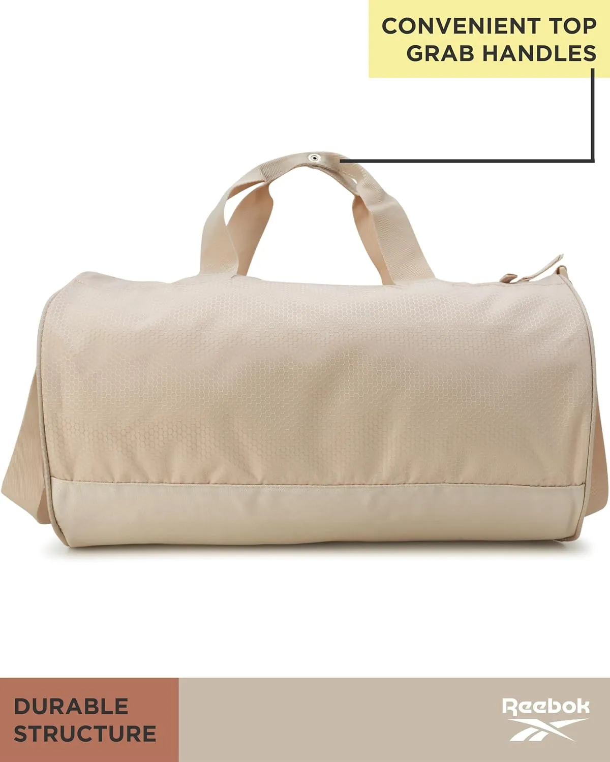 Reebok Duffle Bag - Unisex Lightweight Gym, Sports and Travel Mini Carry On Weekender Bags for Women and Men, Size One Size, Perth II Light Brown