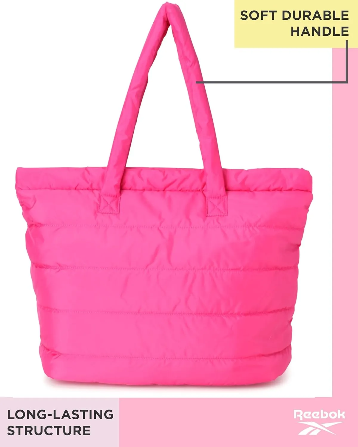 Reebok Women's Gym Tote Bag - Lightweight Carry On Tote Bags for Women - Casual Sports Shoulder Bag with Zipper Closure