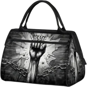 Retro Fist Pride Teenager Travel Sports Bag for Women Essentials Customized Name Carry On Duffel Gym Bag Personalized Accessories Large Tote Weekender Bag Ladies Beach Waterproof Bag