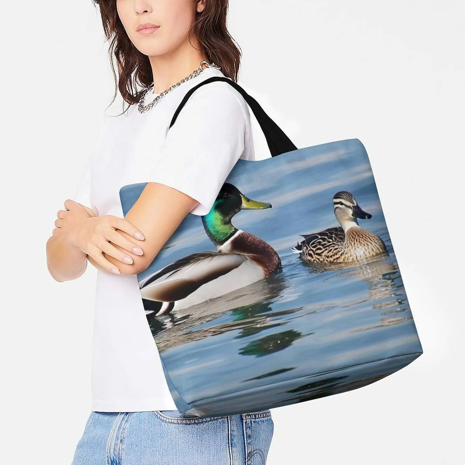 Reusable Grocery Bag for Women, Portable Large Shopping Storage Bag Casual Shoulder Handbags