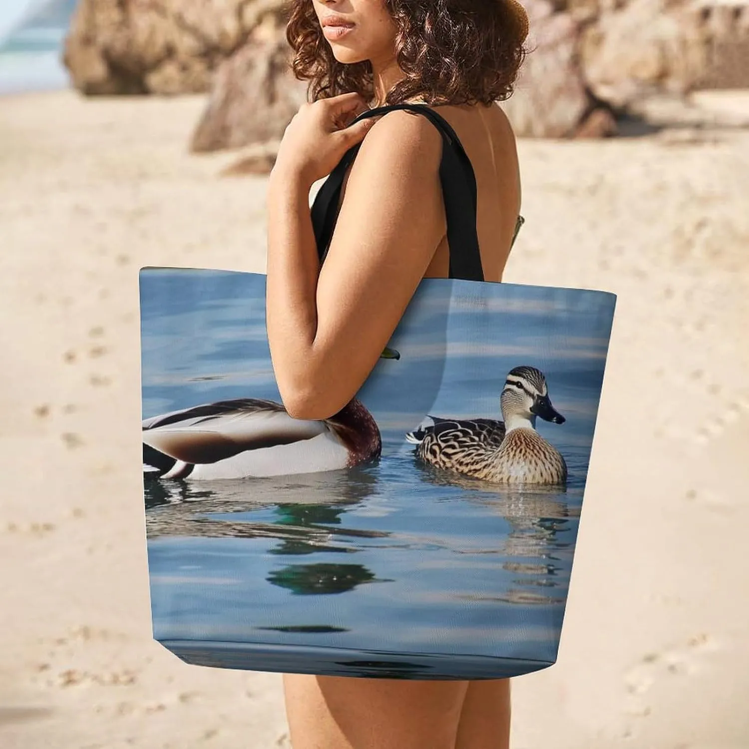 Reusable Grocery Bag for Women, Portable Large Shopping Storage Bag Casual Shoulder Handbags