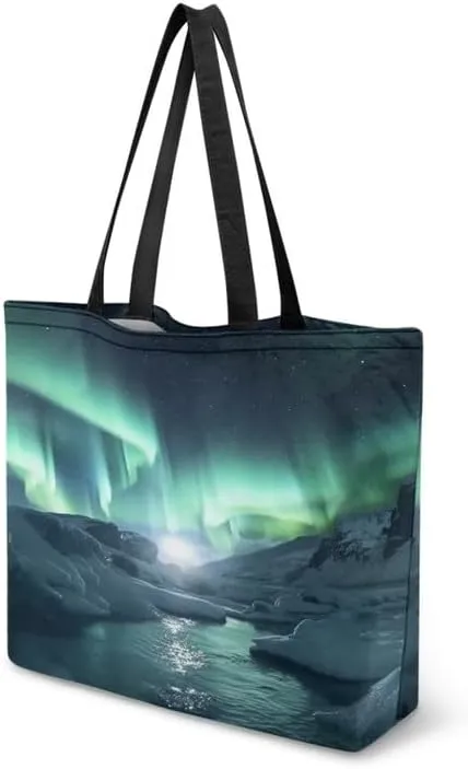 Reusable Grocery Bag Women's Large Casual Shoulder Handbag, Canvas Totes Foldable Shopping Bag for Groceries