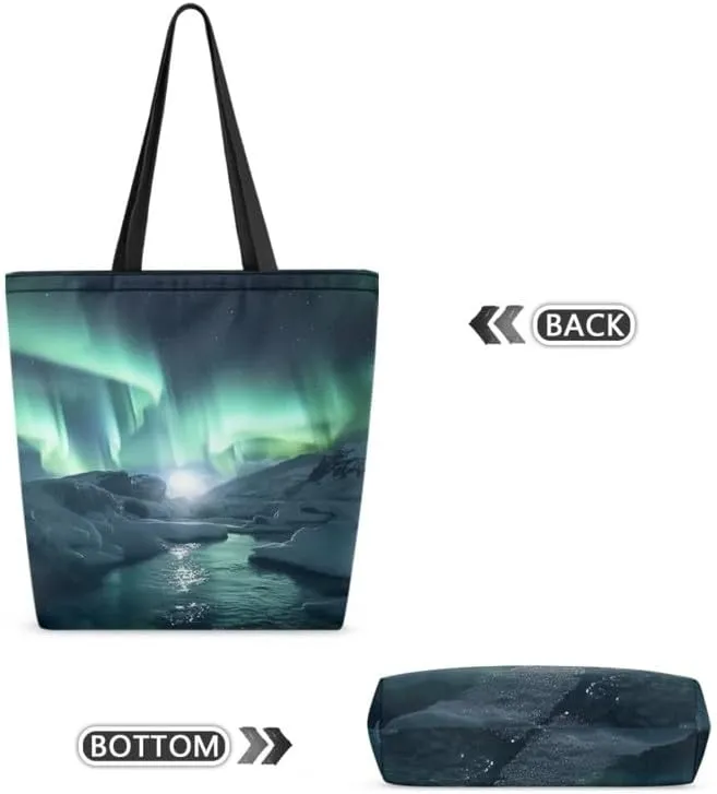 Reusable Grocery Bag Women's Large Casual Shoulder Handbag, Canvas Totes Foldable Shopping Bag for Groceries