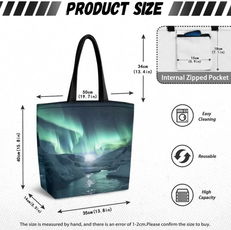 Reusable Grocery Bag Women's Large Casual Shoulder Handbag, Canvas Totes Foldable Shopping Bag for Groceries