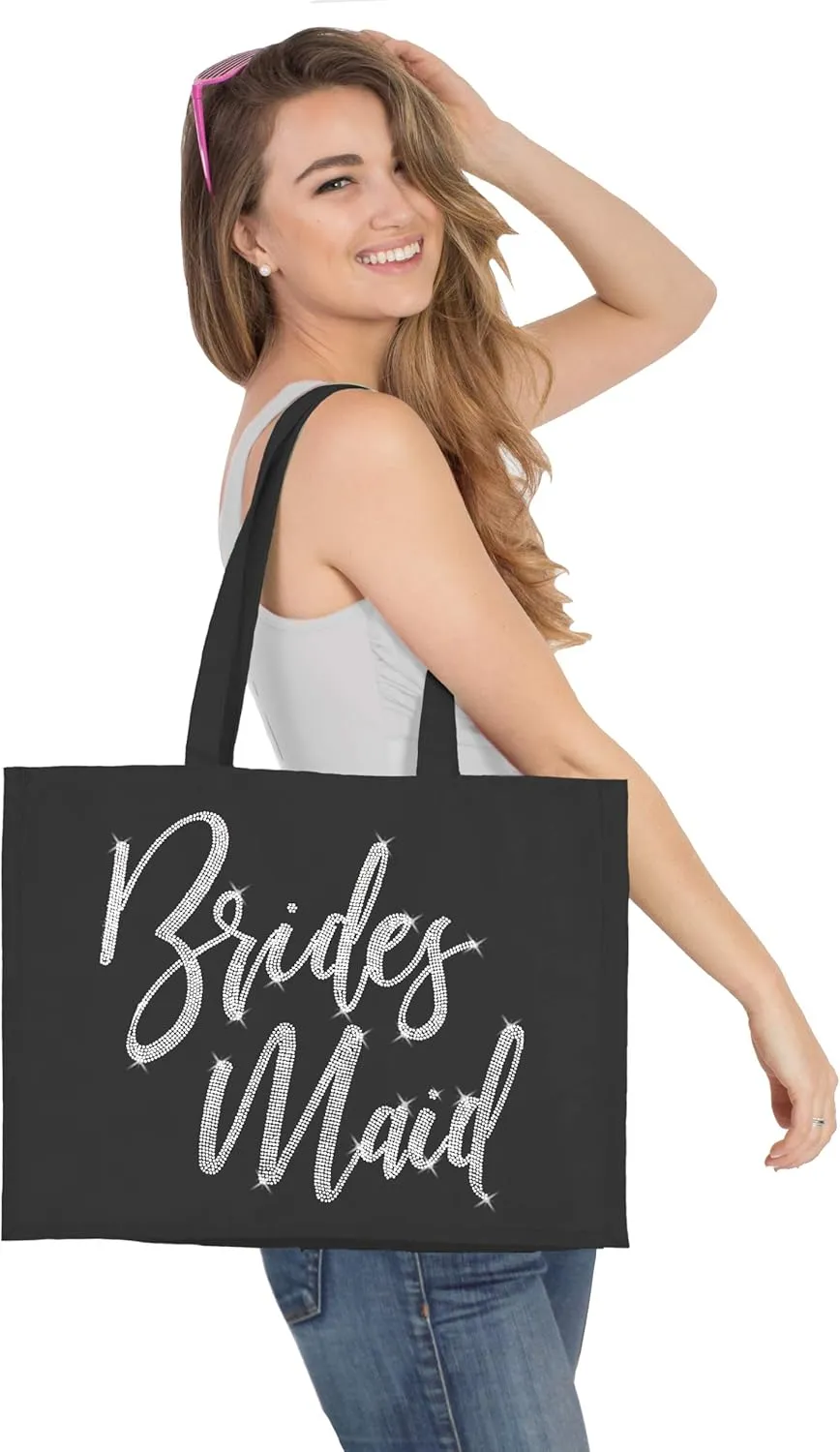 Rhinestone Canvas Bride Tote - Bride to Be Gift Bags JUMBO SIZE 18" x 14" Tote Bag - Tote Bag Bridal Gifts