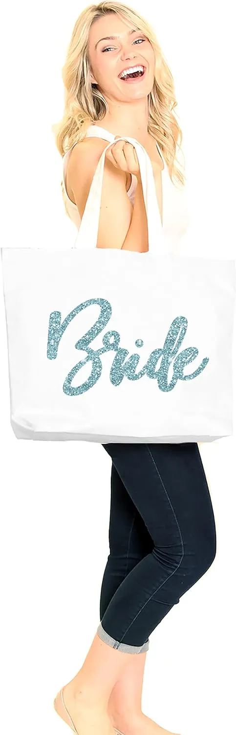 Rhinestone Canvas Bride Tote - Bride to Be Gift Bags JUMBO SIZE 18" x 14" Tote Bag - Tote Bag Bridal Gifts
