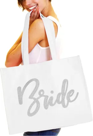 Rhinestone Canvas Bride Tote - Bride to Be Gift Bags JUMBO SIZE 18" x 14" Tote Bag - Tote Bag Bridal Gifts