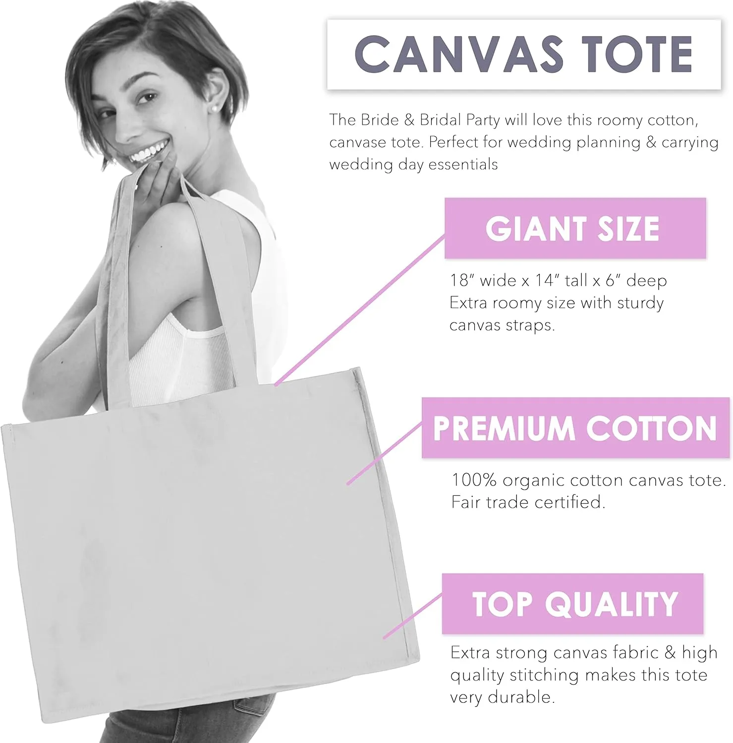 Rhinestone Canvas Bride Tote - Bride to Be Gift Bags JUMBO SIZE 18" x 14" Tote Bag - Tote Bag Bridal Gifts
