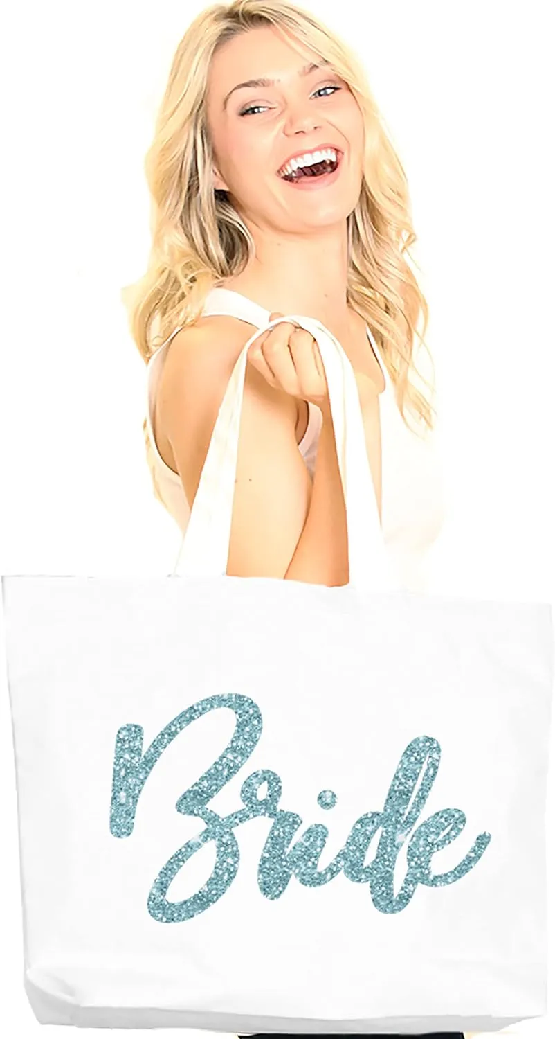 Rhinestone Canvas Bride Tote - Bride to Be Gift Bags JUMBO SIZE 18" x 14" Tote Bag - Tote Bag Bridal Gifts