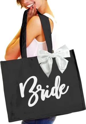 RhinestoneSash Bride Tote Bag - JUMBO SIZE 18" x 14" XL Cotton Canvas Wedding Totes - Engagement and Bridal Shower Gifts