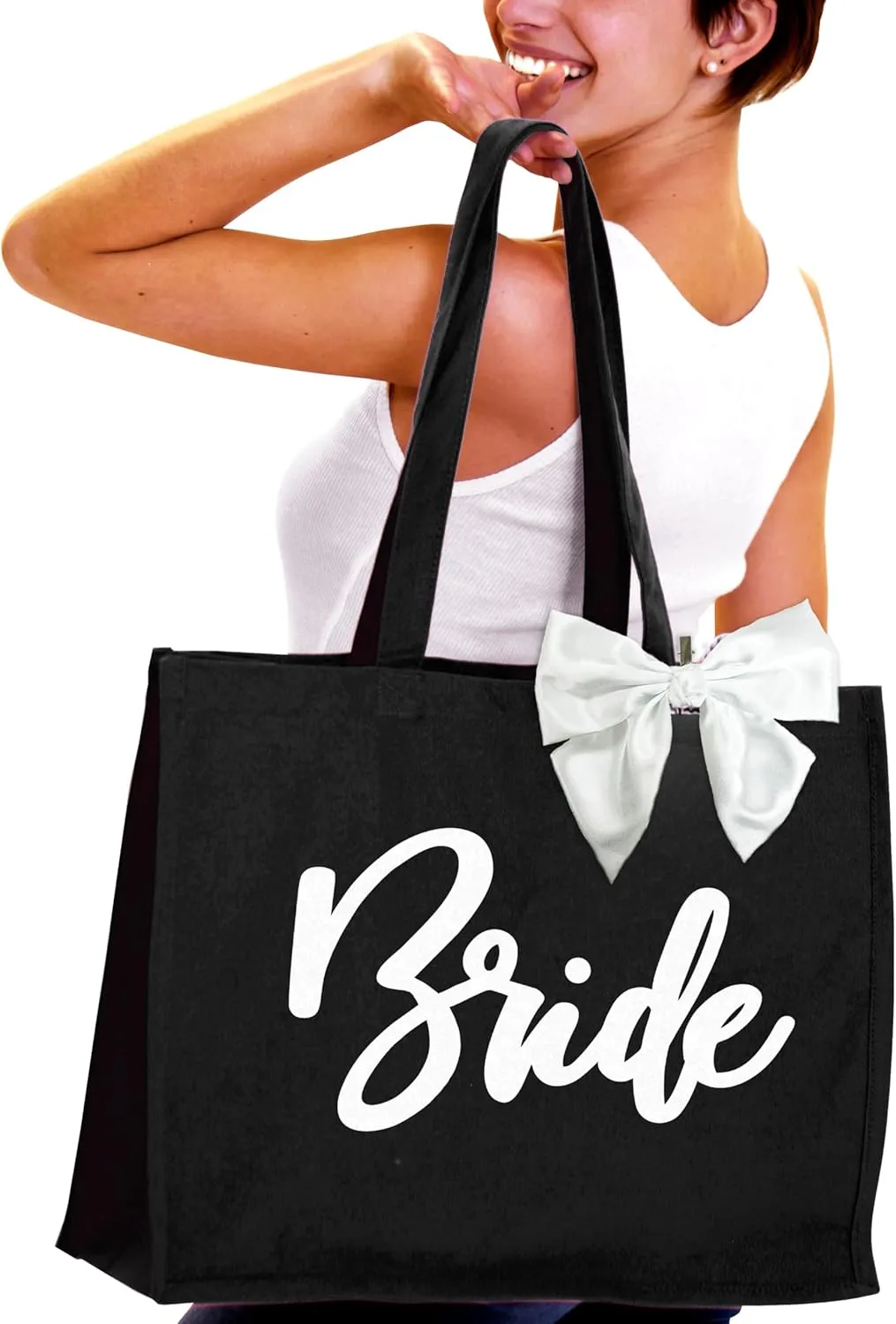 RhinestoneSash Bride Tote Bag - JUMBO SIZE 18" x 14" XL Cotton Canvas Wedding Totes - Engagement and Bridal Shower Gifts
