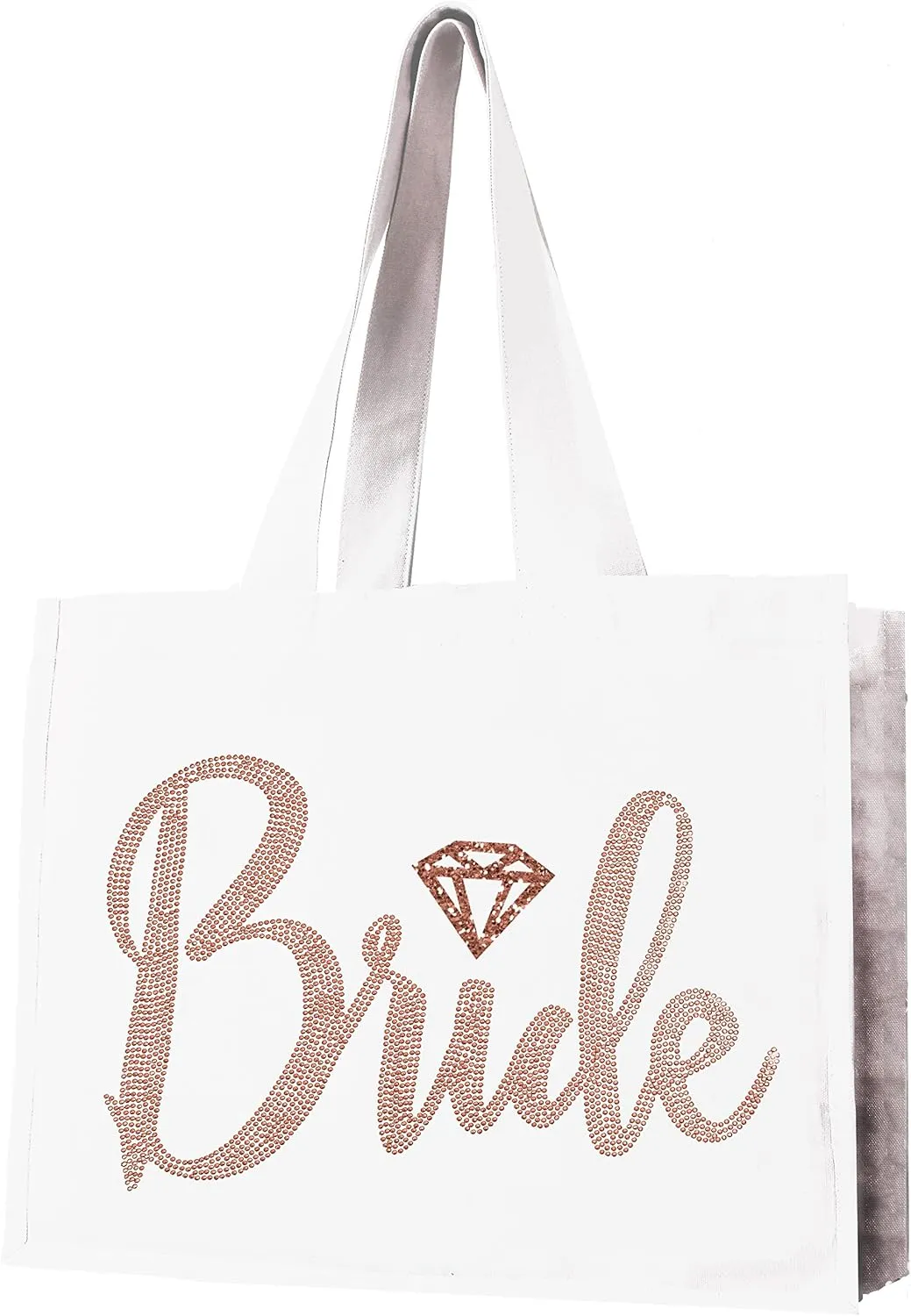 RhinestoneSash Rose Gold Bridal Party Tote Bags - JUMBO 18" x 14" Wedding Totes - Bridal Shower Gifts & Favors