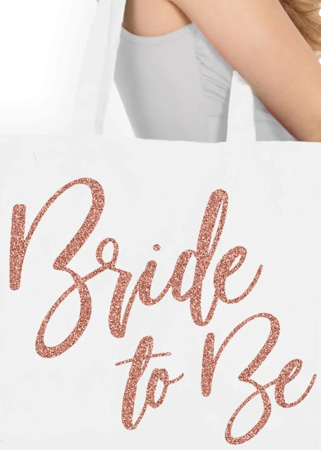 RhinestoneSash Rose Gold Bridal Party Tote Bags - JUMBO 18" x 14" Wedding Totes - Bridal Shower Gifts & Favors