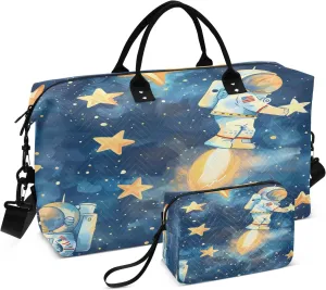 Rockets Of Astronauts Travel Duffel Bags with Toiletry Bag for Travel Gym Yoga Weekender Bag