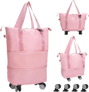 Rolling Duffle Bag with Wheels, Expandable Foldable Luggage Bag, Carry-On Duffel Bag, Large Bag for Travel, Weekend Bag