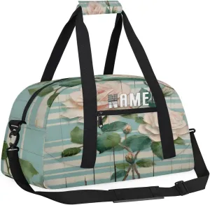 Rose Wood Planks Stripe Kids Overnight Bags Personalized Weekender Travel Duffle Bag for Teens,Boys Gym Carry On Maletas Para Niños,Customized Gymnastics Dance Ballet Tote for Girls