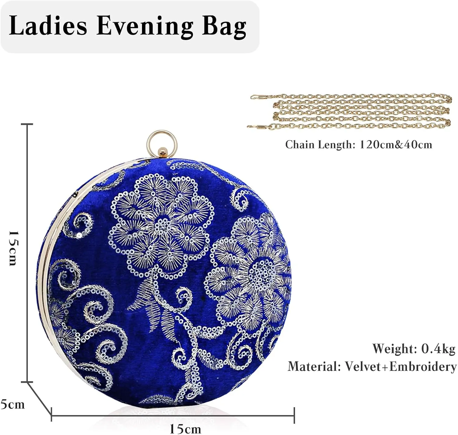 Round Velvet Clutch Purses for Women Flower Evening Bag Vintage Handbag Bridal Wedding Purse