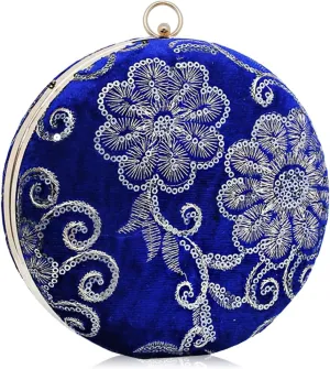 Round Velvet Clutch Purses for Women Flower Evening Bag Vintage Handbag Bridal Wedding Purse