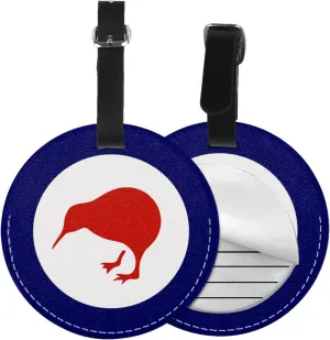 Royal New Zealand Air Force Round Leather Luggage Tags for Travel Bags Backpacks Handbags,3.7in