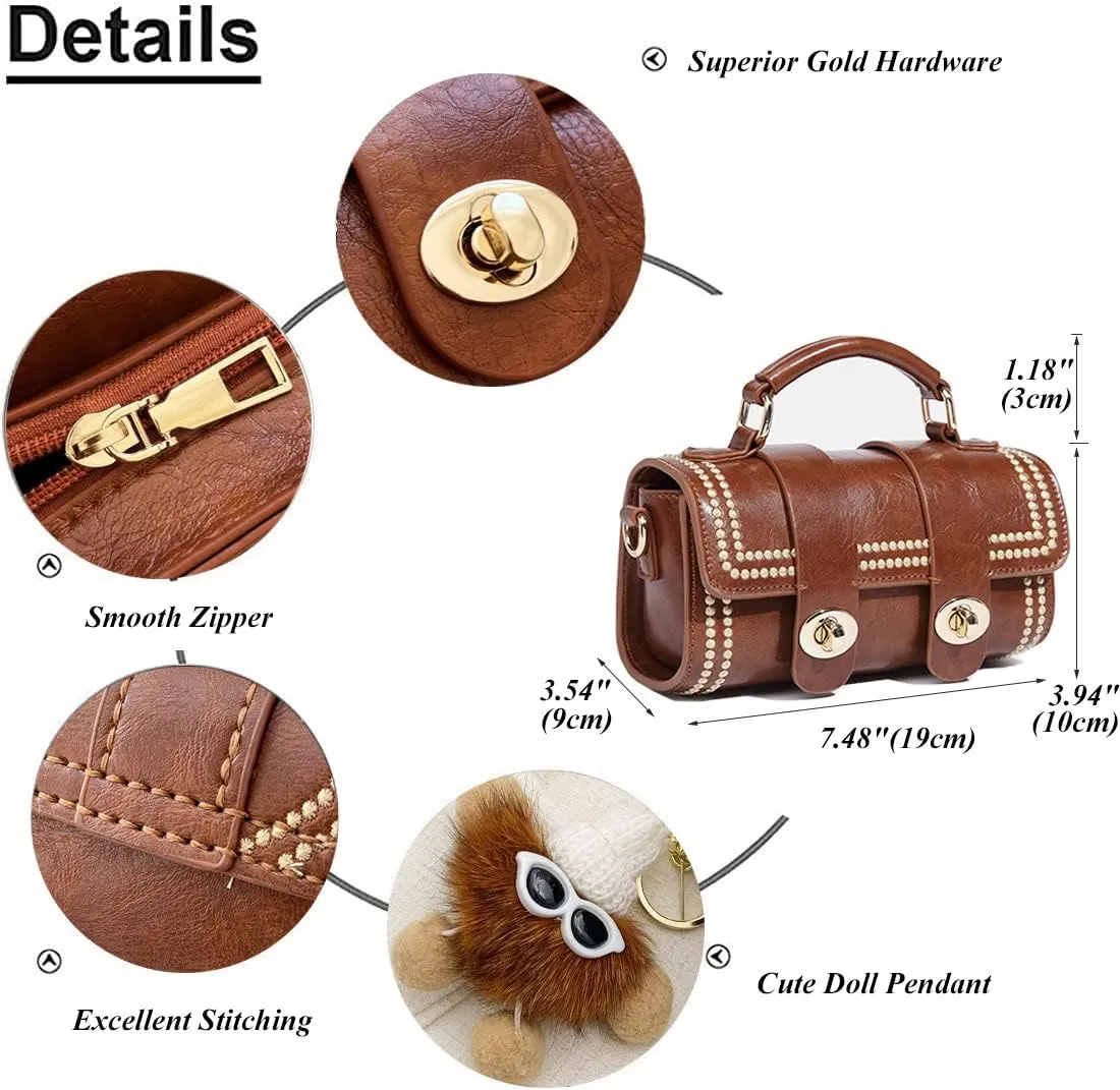 RTGGSEL Quilted Lattice Crossbody Shoulder Bags for Women Small Tote Square Satchel Handbags Purse with Bunny Doll Pendant