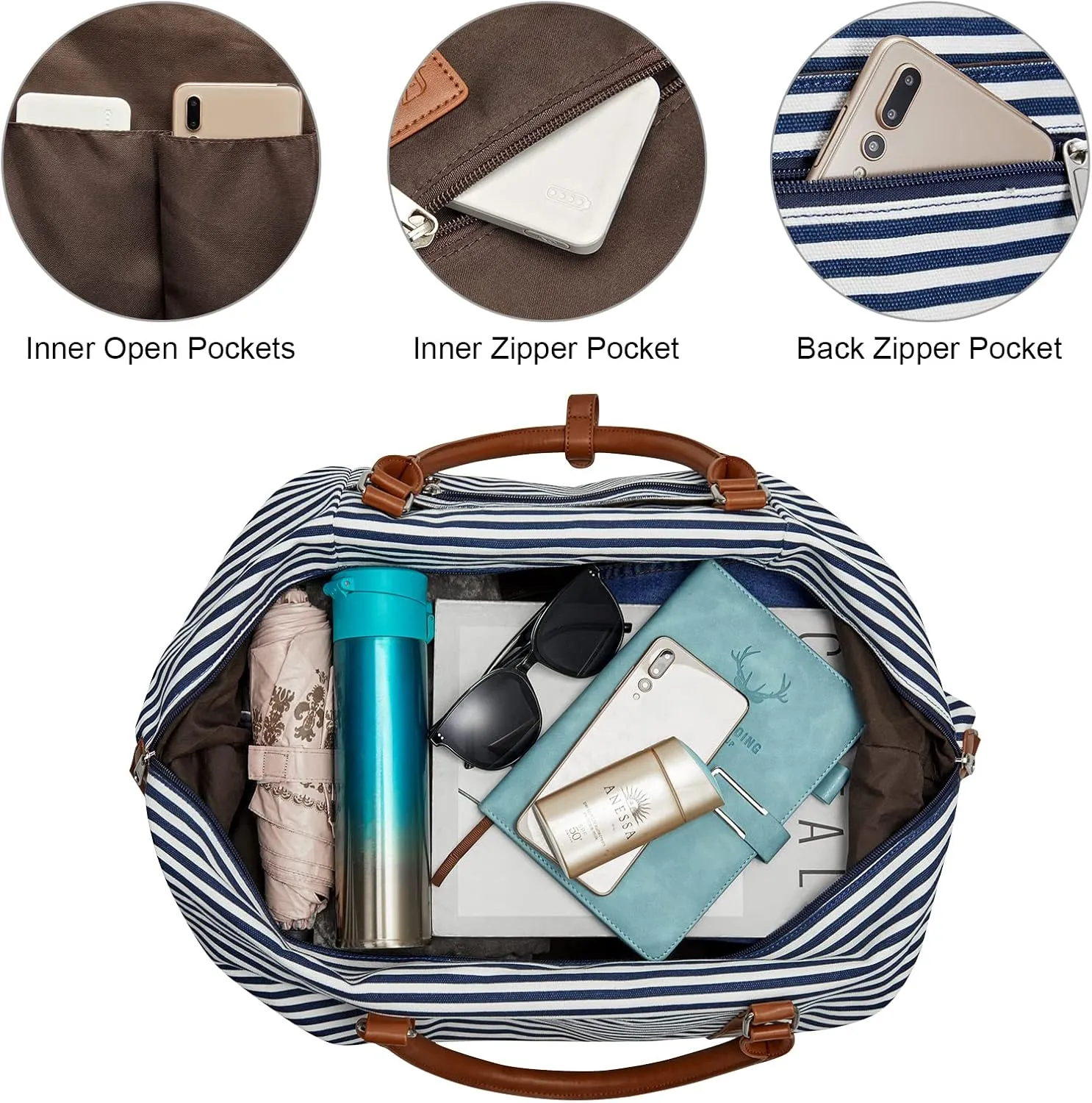 S-ZONE Weekender Bags for Women and Men Travel Duffel Bags with Shoe Compartment Overnight Carry on Duffle Tote Bag