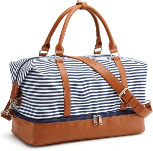 S-ZONE Weekender Bags for Women and Men Travel Duffel Bags with Shoe Compartment Overnight Carry on Duffle Tote Bag