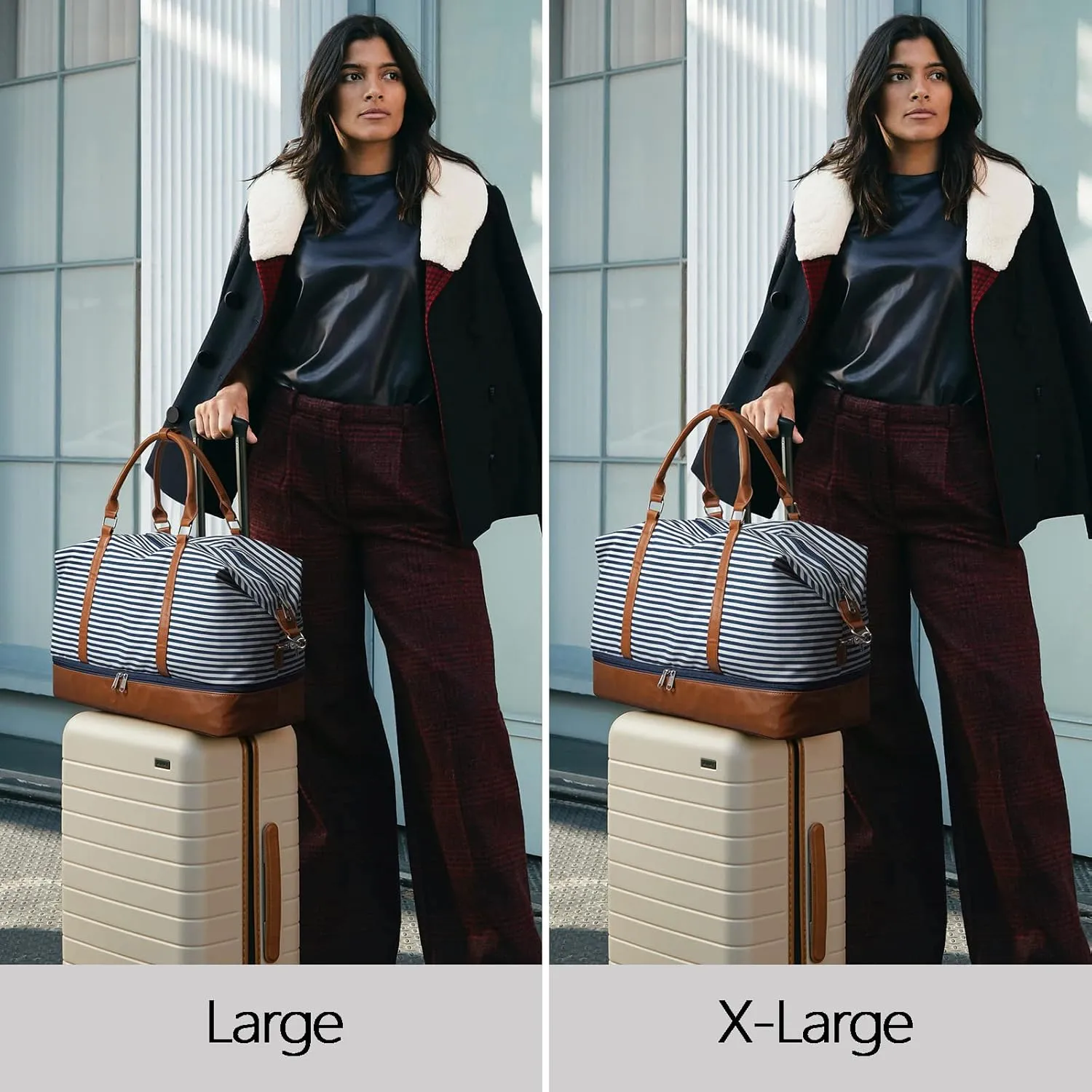 S-ZONE Weekender Bags for Women and Men Travel Duffel Bags with Shoe Compartment Overnight Carry on Duffle Tote Bag