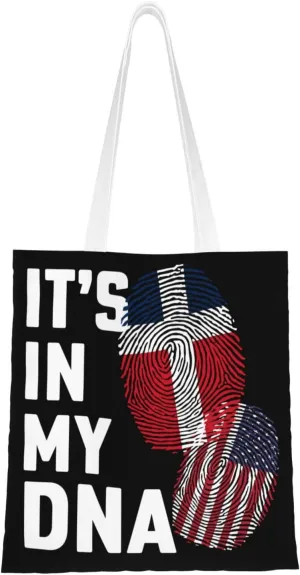 Saar It's in My DNA Tote Bag for Women Canvas Shopping Bags Reusable Large Capacity Casual Shoulder Handbags Grocery Bags DIY Gift Bags