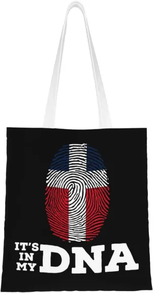 Saar It's in My DNA Tote Bag for Women Canvas Shopping Bags Reusable Large Capacity Casual Shoulder Handbags Grocery Bags DIY Gift Bags