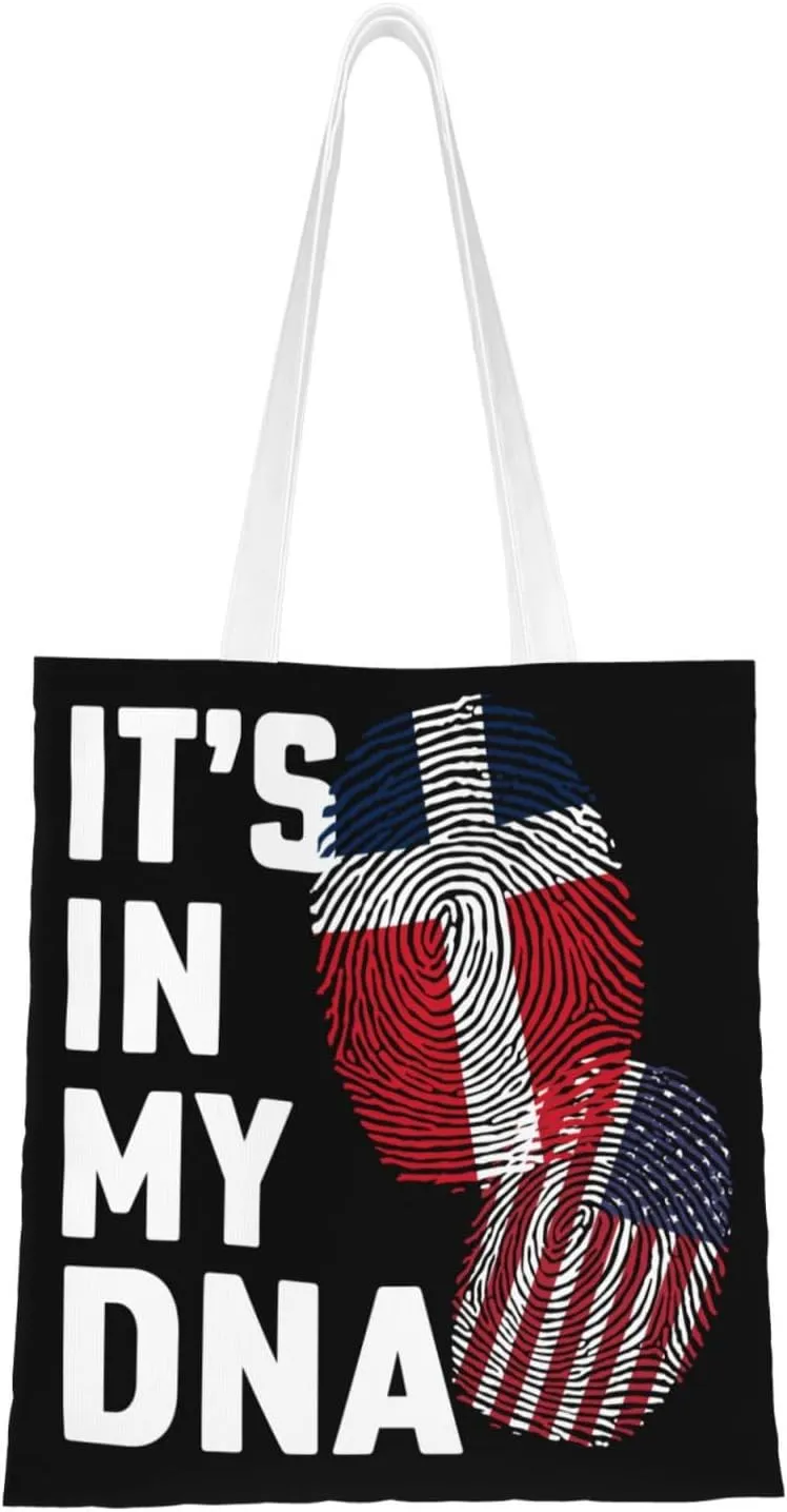 Saar It's in My DNA Tote Bag for Women Canvas Shopping Bags Reusable Large Capacity Casual Shoulder Handbags Grocery Bags DIY Gift Bags