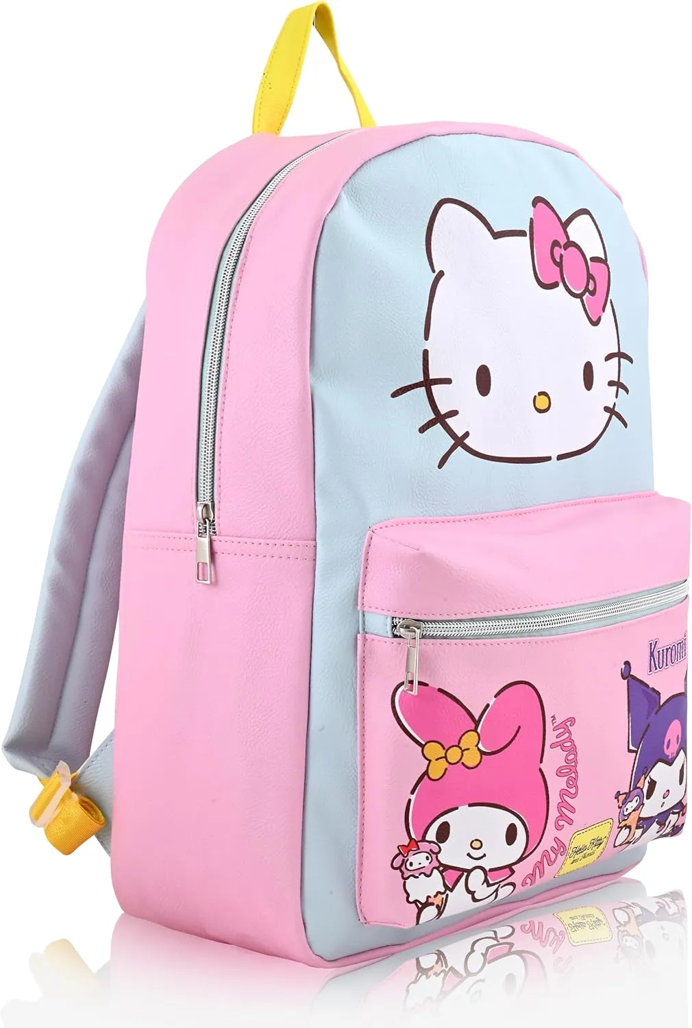 Sanrio Hello Kitty Backpack for Girls, Boys, Women, Men, Adults, Unisex | Cute PU Leather Large Hello Kitty, Kuromi and My Melody Travel Backpack Purse Shoulder Purse Travel Backpack