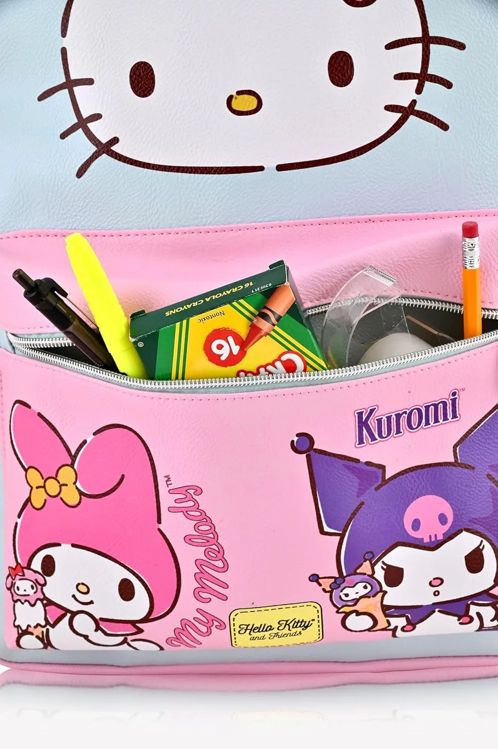 Sanrio Hello Kitty Backpack for Girls, Boys, Women, Men, Adults, Unisex | Cute PU Leather Large Hello Kitty, Kuromi and My Melody Travel Backpack Purse Shoulder Purse Travel Backpack